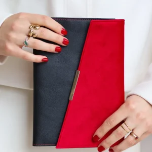 Liseuse rouge coquelicot fermeture « argent » pour livre de littérature, personnalisable