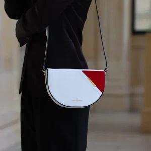 Sac blanc et velours rubis, personnalisable : le Trompe-l’Oeil