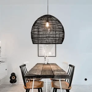 Suspension rotin noir