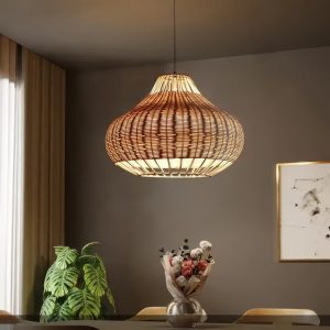 Grande suspension rotin bambou