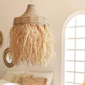 Suspension paille en fibres naturelles bohème