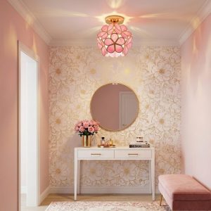 Plafonnier art deco rose