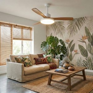 Plafonnier avec ventilateur 3 palmes