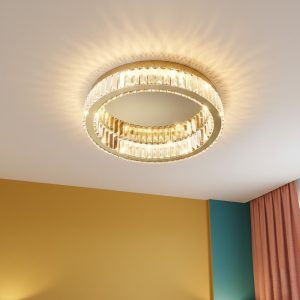 Plafonnier séjour doré cristal – template