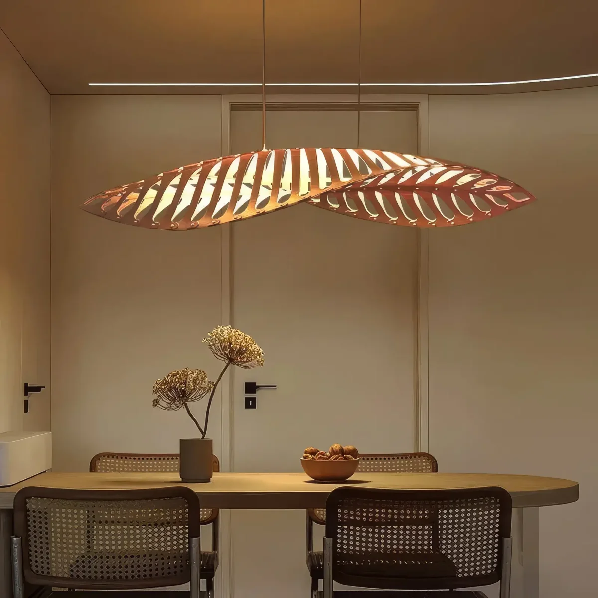 Grande suspension bois feuille – Image 2