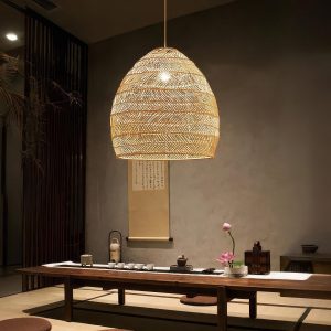 Suspension rotin cloche